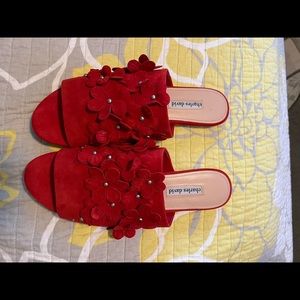 Charles David Red Flower Sandal Size 12